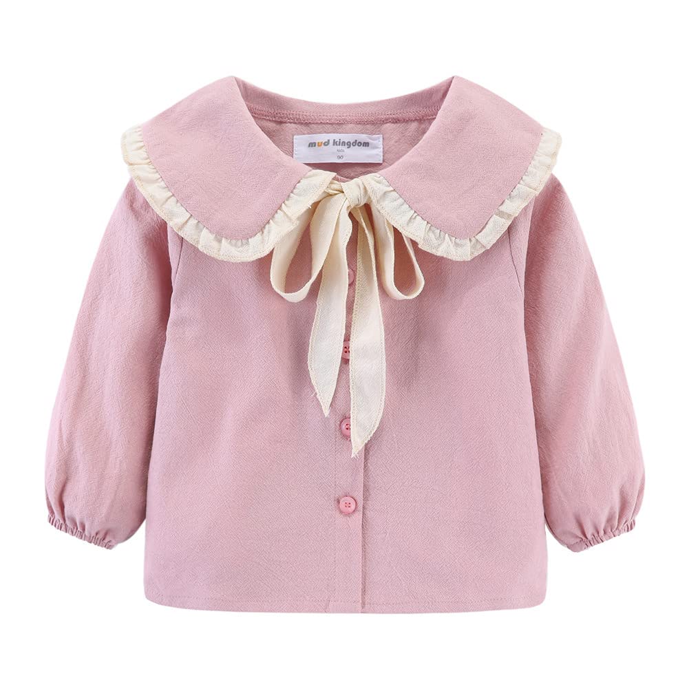 Mud Kingdom Girls Blouse Shirts Spring Fall Long Sleeve Button-Down Top Ruffle Collar