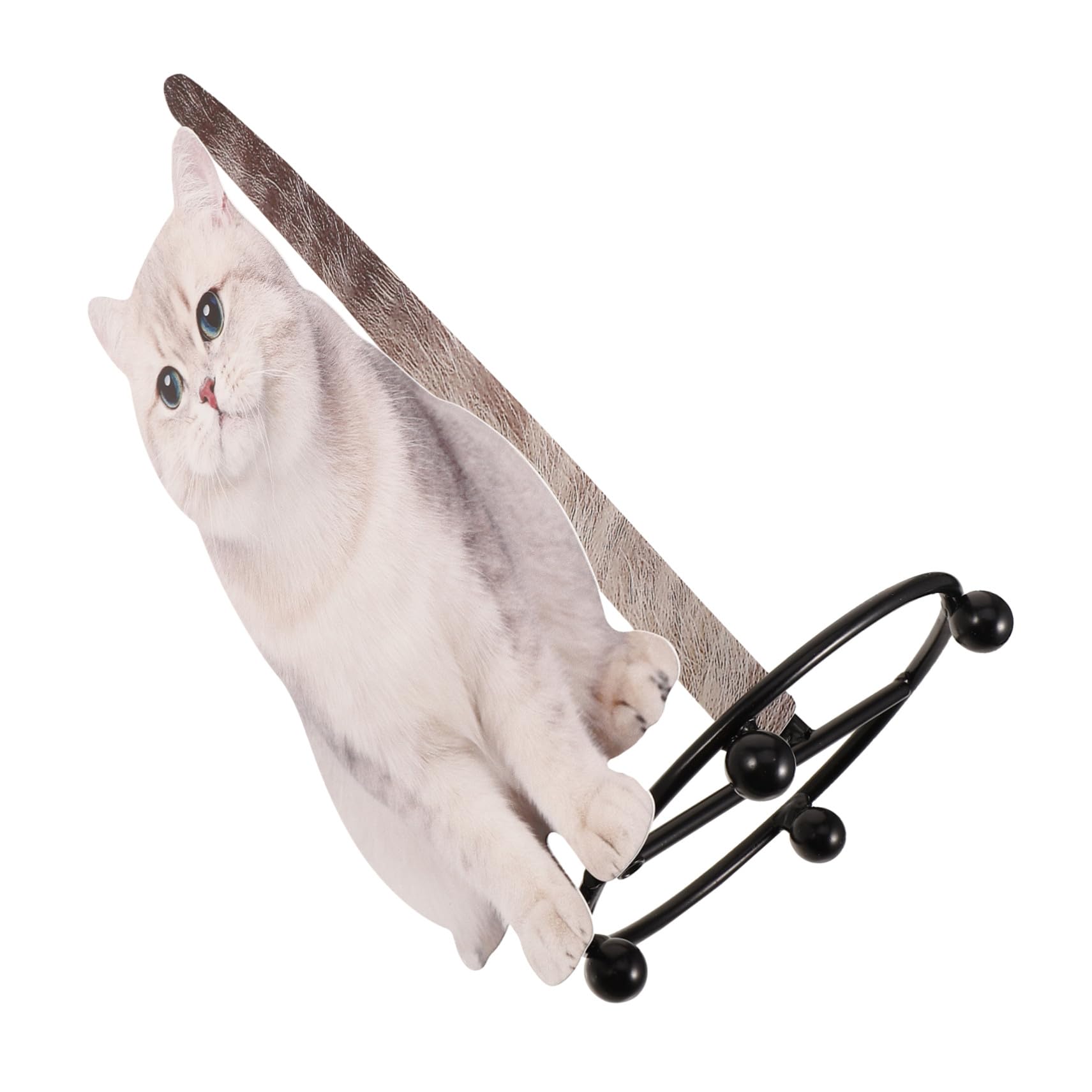 Distributeur papier toilette chat compact pliable et autoportant en métal noir résistant
