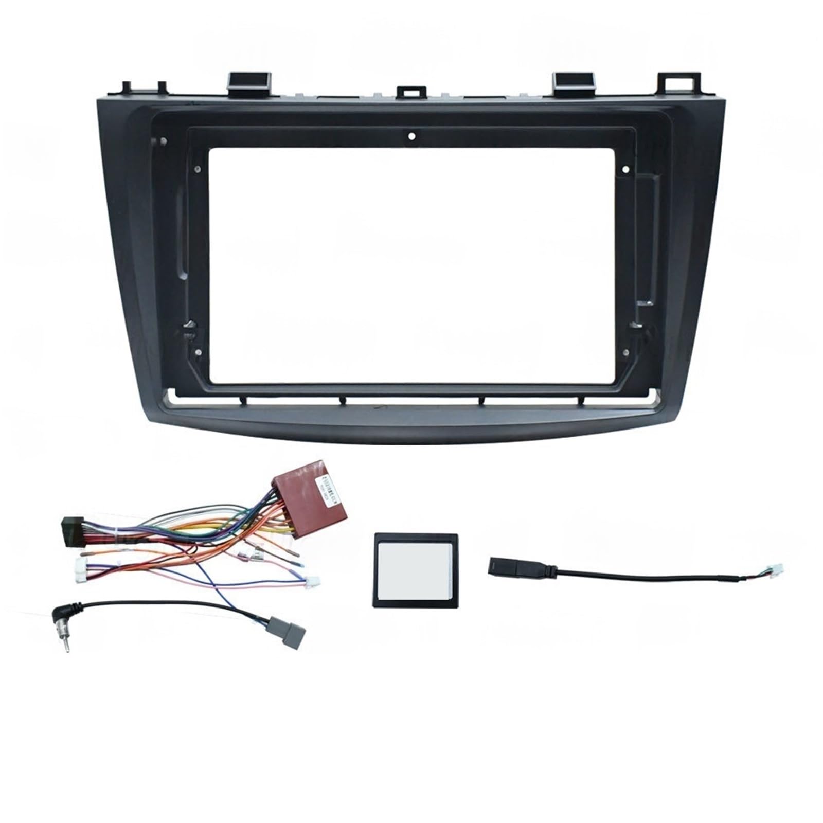 JKELPV Car Radio Frame Kit Fit For Mazda 3 BL Axela 2009-2013 9 Inch 2DIN Stereo Panel Wire Power Cable Canbus Decoder Car Radio Fascias Frame Radio adapter(Frame cable canbus)