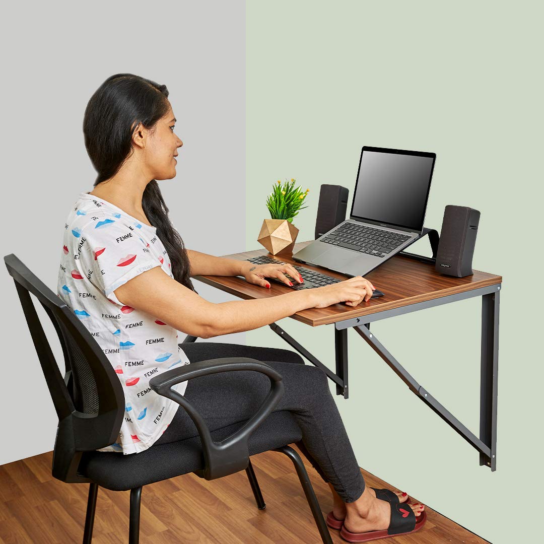 BAYBEE Multi-Purpose Floating Desk Folding Wall-Mounted Study Table, Desk for Home for Space Saving, Dining, Working, Reading and Writing (67.5cm x 56cm, Large)