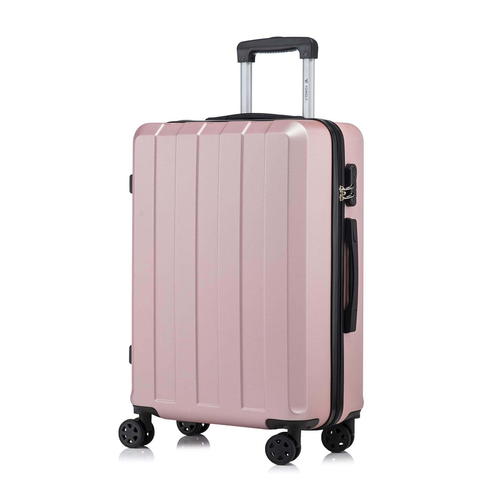 yonsly Koffer Suitcase, Trolley Reisekoffer, Rollkoffer Handgepäck mit 4 Rollen 360°, ABS Hartschalen, Sicherheitsschloss, Weicher Gummigriff, 210D-Futter
