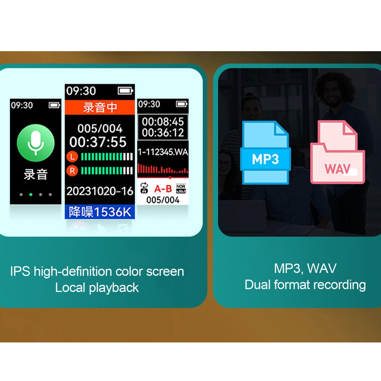 Grabadora de audio de sonido, dispositivos de grabación para reuniones | grabadora de sonido de grabación rápida | Reducción de ruido, micrófono doble, dictáfono de calidad HD para diario
