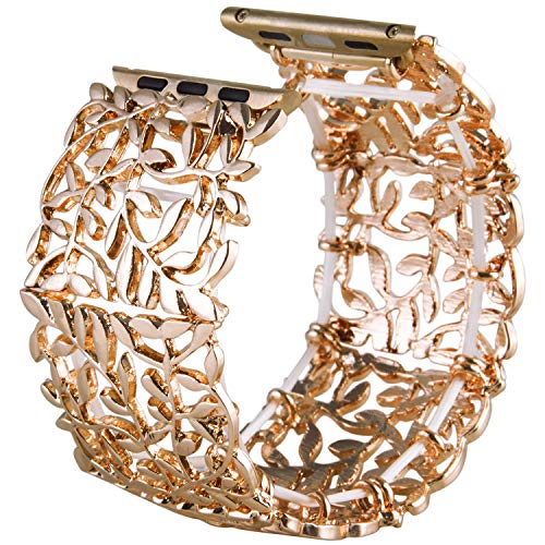 VIQIV Bracelet Band Compatible with Apple Watch 38mm 40mm 41mm 42mm 44mm 45mm 49mm iWatch Series SE/9/8/7/6/5/4/3/2 Ultra for Women Unique Metal Dressy Stretchy Wristbands Strap Jewelry Bangle by VIQIV - Used condition - Image 3