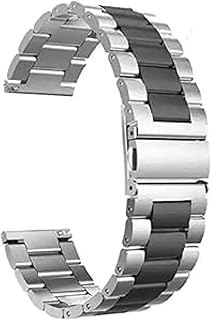 سوار معدني لساعة هواوي جي تي 22 ملم وساعة سامسونج جالكسي 46 ملم وجير اس 3 فرونتير وشاومي هوامي امازفيت جي تي ار 47 ملم وستراتوس 2 22 ملم، فضي من جينيريك