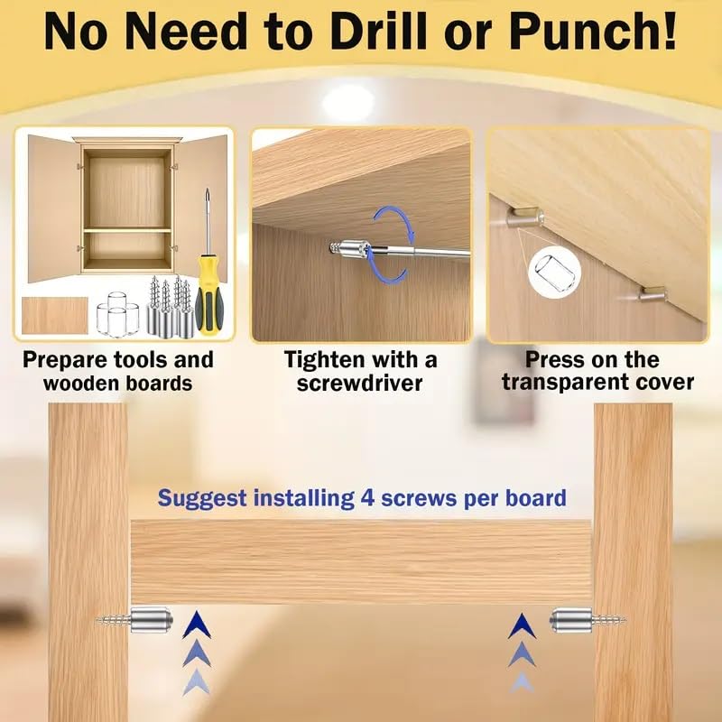 16PCS Self-Tapping Screws-Metal Shelf Support Pins with Anti-Slip Sleeves,Patio Deals,Bathroom-Office-Desk-Accessories, 16PCS