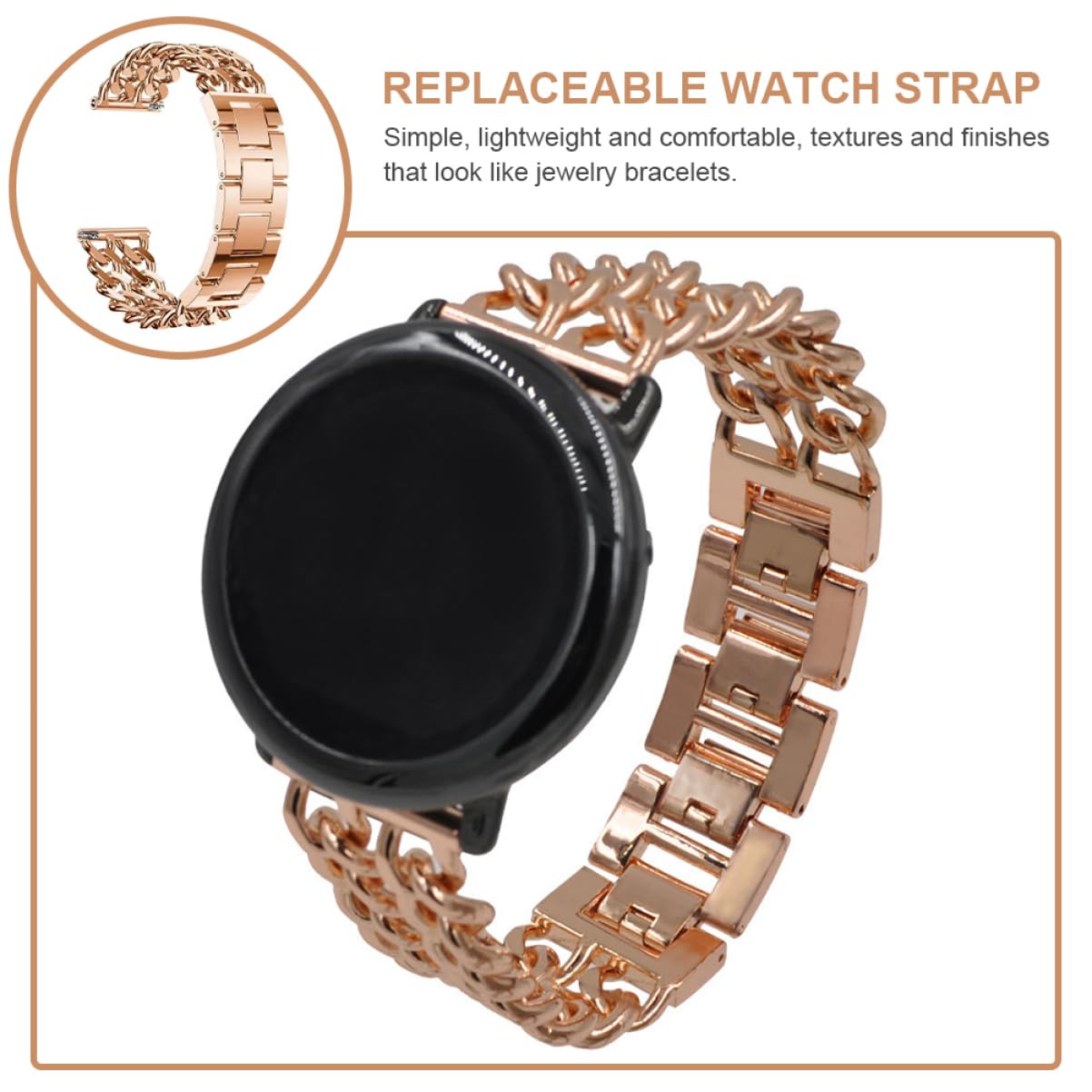 Gadpiparty sangle montre partie fournitures de montre watch montré bracelet montres bracelet de montre professionnel pièce de montre élégante Alliage de zinc Rose Gold