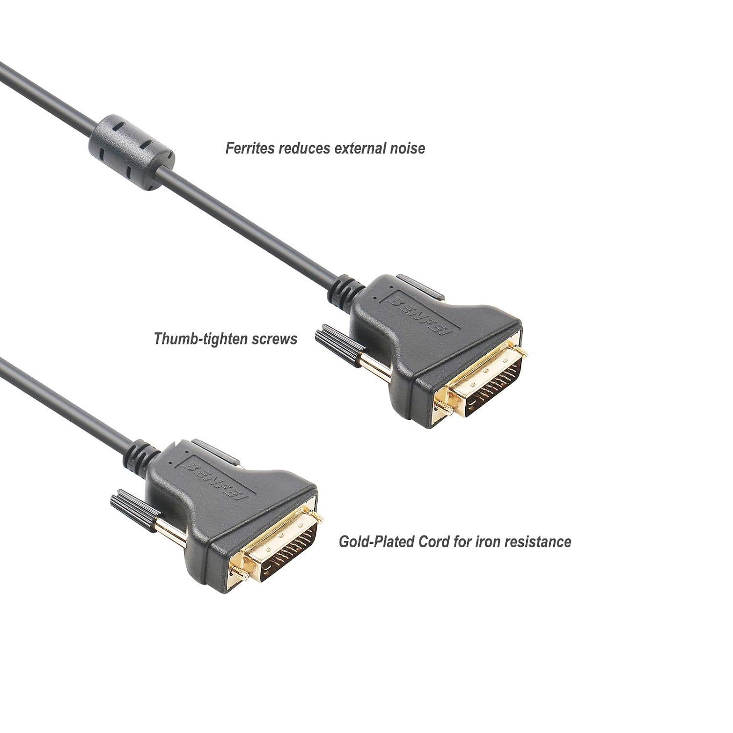 BENFEI DVI to DVI 6 Feet Cable, DVI-D to DVI-D Single Link Cable with Ferrites