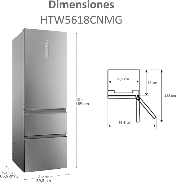 Haier Haier 3D 60 Series 5 HTW5618CNMG - Frigorífico Combi, Cajones Direct Access, Circular AirFlow, WIFI, Tecnología ABT, Motor In in use