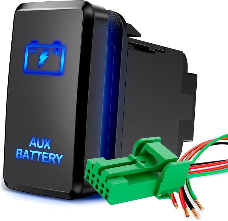 Interruptor Push Button AUX Battery Nilight ON-OFF SPST com LED e chicote para Toyota – 1 unidade