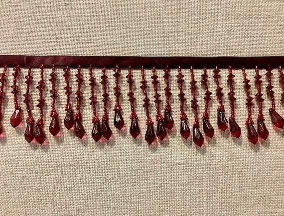 2.75 Crystal Beaded Fringe Trim CBF-19/33 Cranberry Upholstery/Drapery/Interior Design/Home Furnishing