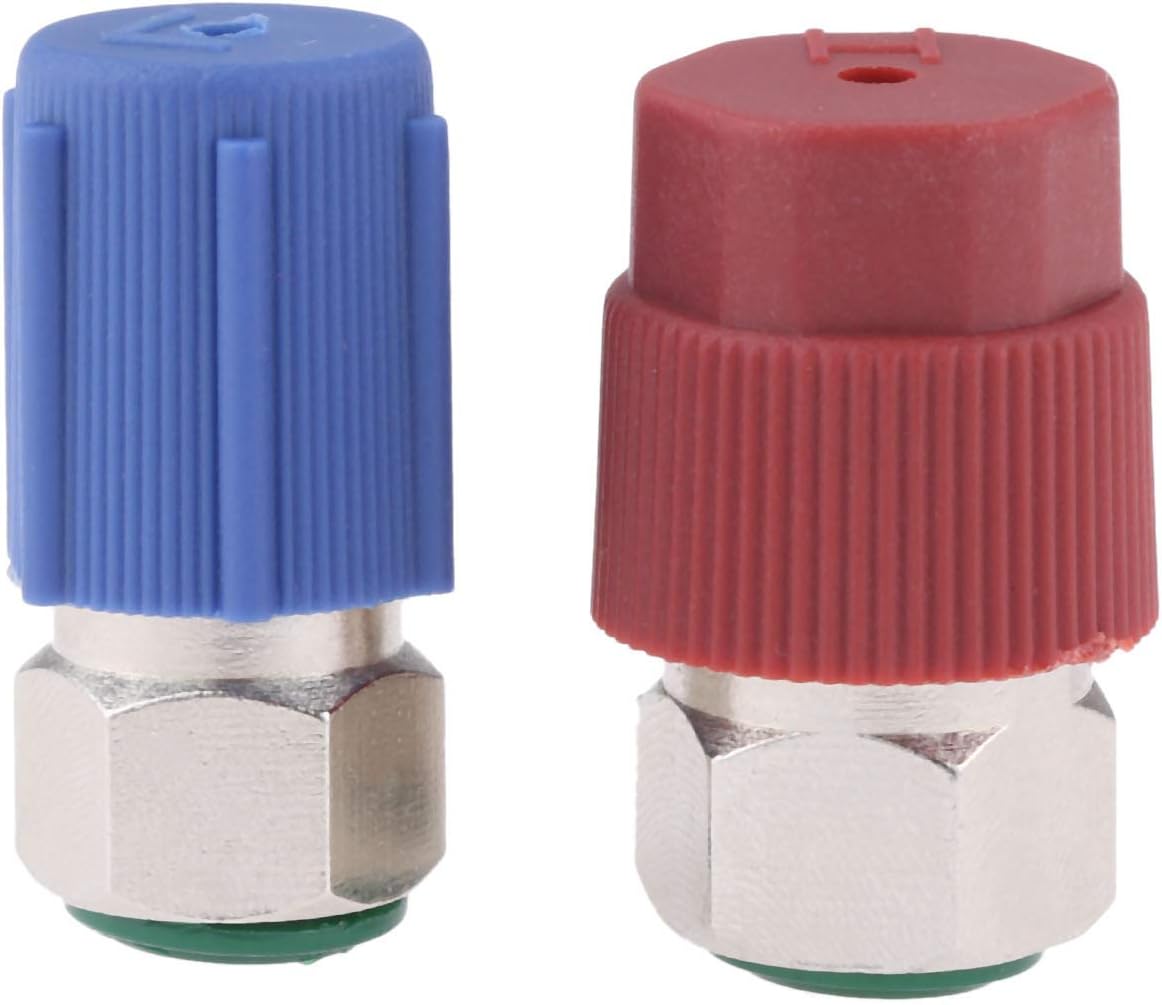 R12 to R134A AC Retrofit Fitting Adapter Kit, R12 R22 to R134A High/Low Fitting Port Retrofit 1/4’’ to 7/16"-20 UNF Conversion Adapter for AC Air Conditioner Refrigerant