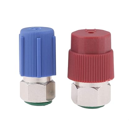 R12 to R134A AC Retrofit Fitting Adapter Kit, R12 R22 to R134A High/Low Fitting Port Retrofit 1/4 to 7/16