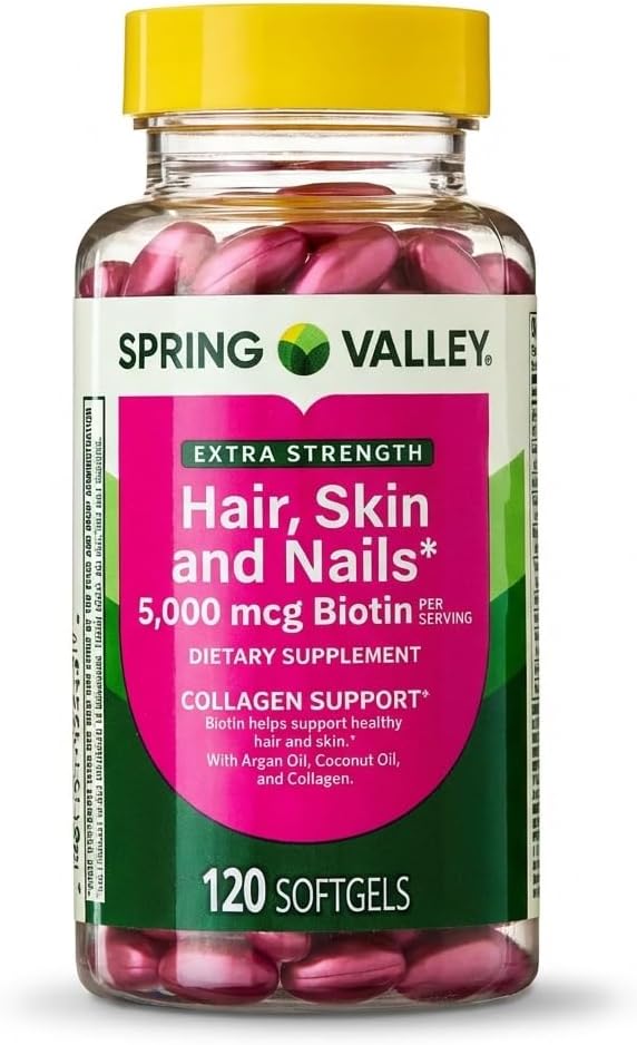 Spring Valley Extra Strength Hair, Skin & Nails Dietry Supplement 120ct 5000 mcg