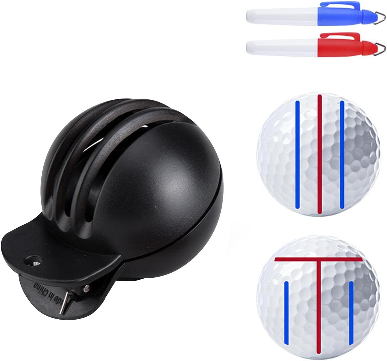 Golf Ball Marker Line Drawing Stencil Tools with Marker Set Training Double Sided |1 Liner