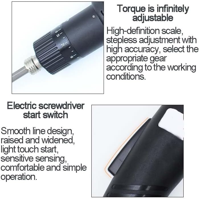 Electric Screwdriver,with Adjustable Torque (4.08-35.71 Kgf.cm) – 45W Professional Corded Screwdriver, 1000 RPM, Forward/Reverse, for M2.6-M5.0 Screws (Includes 2 Bits)