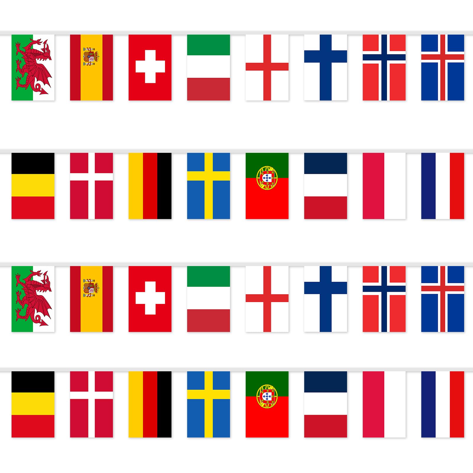 World Cup Football 2026 Flags Of The World Bunting Decorations, 16 Teams Flags Double Sides Fabric Banner, World Cup Bunting 2026 for Bar Club Garden School Outdoor Indoor Party Decorations