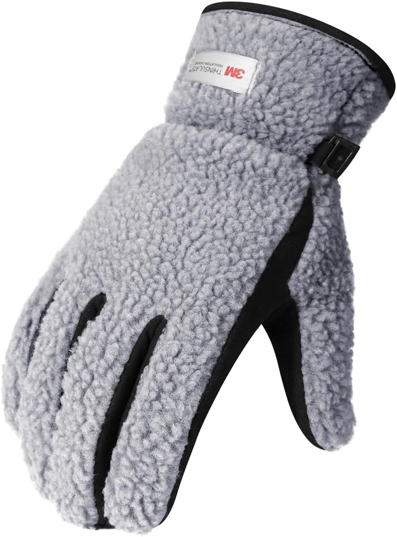 Harssidanzar Men's Sherpa Gloves Thermal Outdoor Gloves Warm Lined For Winter SM041US - Image 7