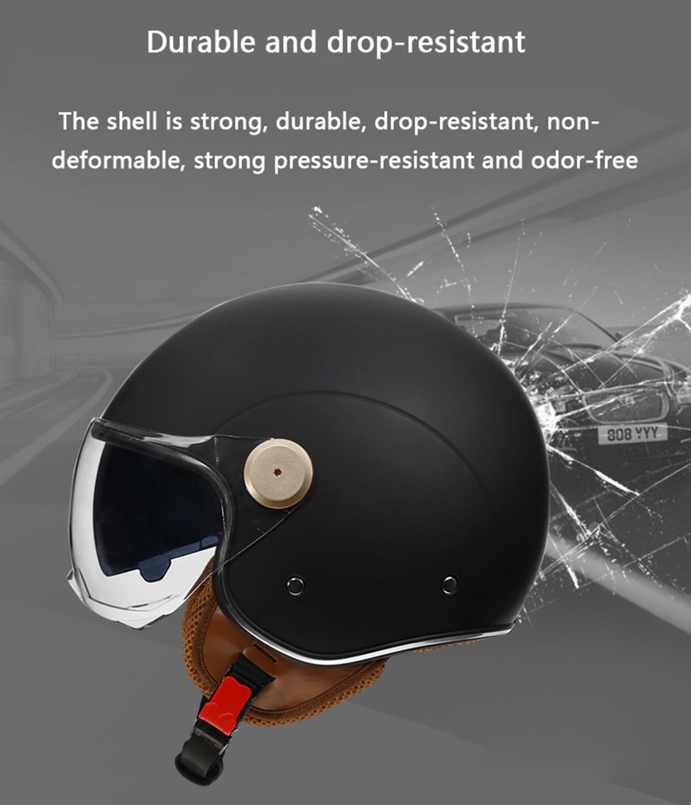 Bluetooth Casco Moto Jet con Doppia Visiera,ECE Omologato 3/4 Casco Moto Aperto Casco Moto Aperto per Crash Mofa Scooter Chopper Racing Casco per Donna e Uomo N,M=57-58cm
