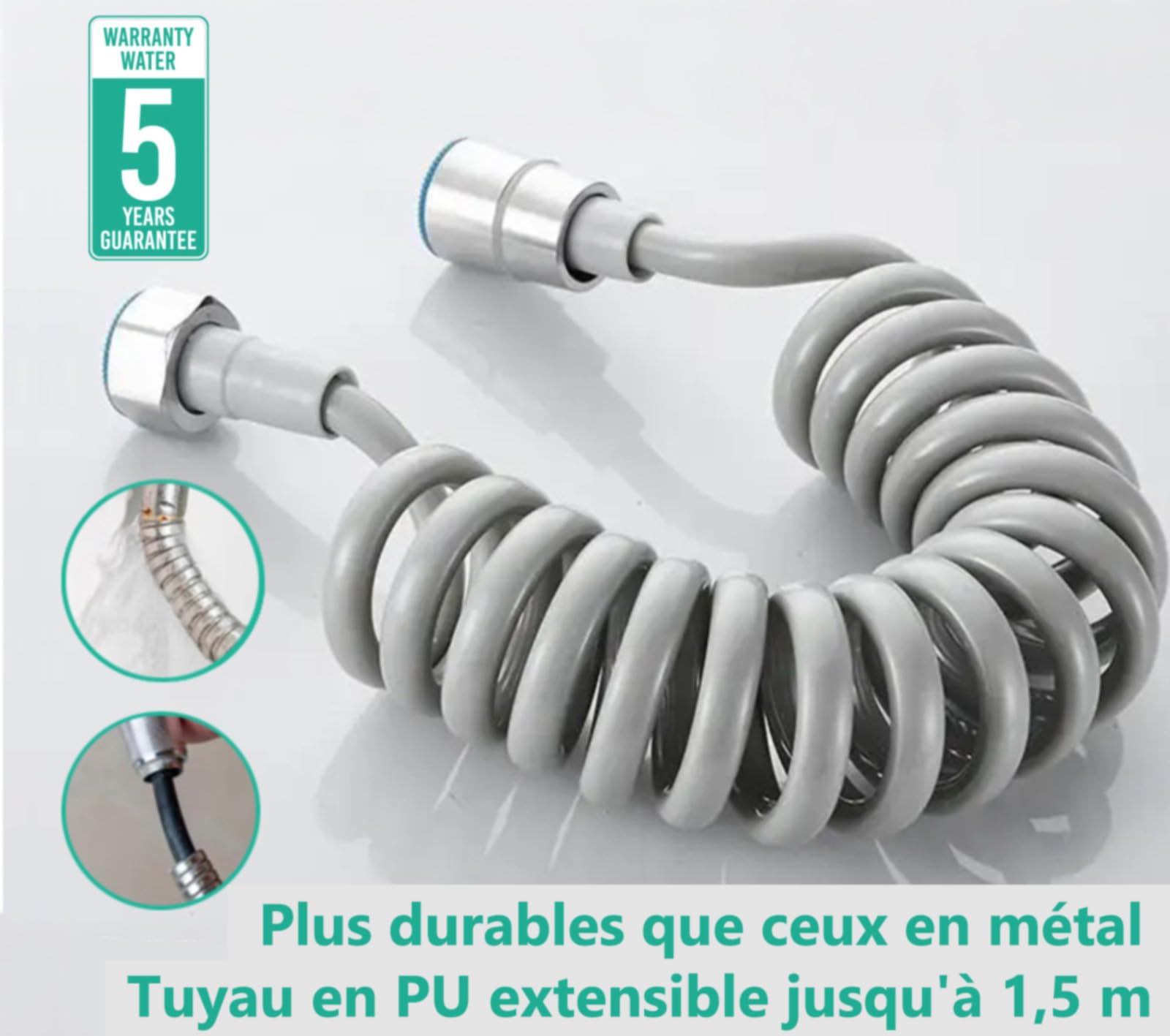 Kit Douchette WC Kit Complet avec Douchette et Robinet WC 3 voies et Tuyau Toilette Kit hygiene (douchette intime, Flexible WC et Pulvérisateur de bidet en Acier Inox), Bidet Toilette