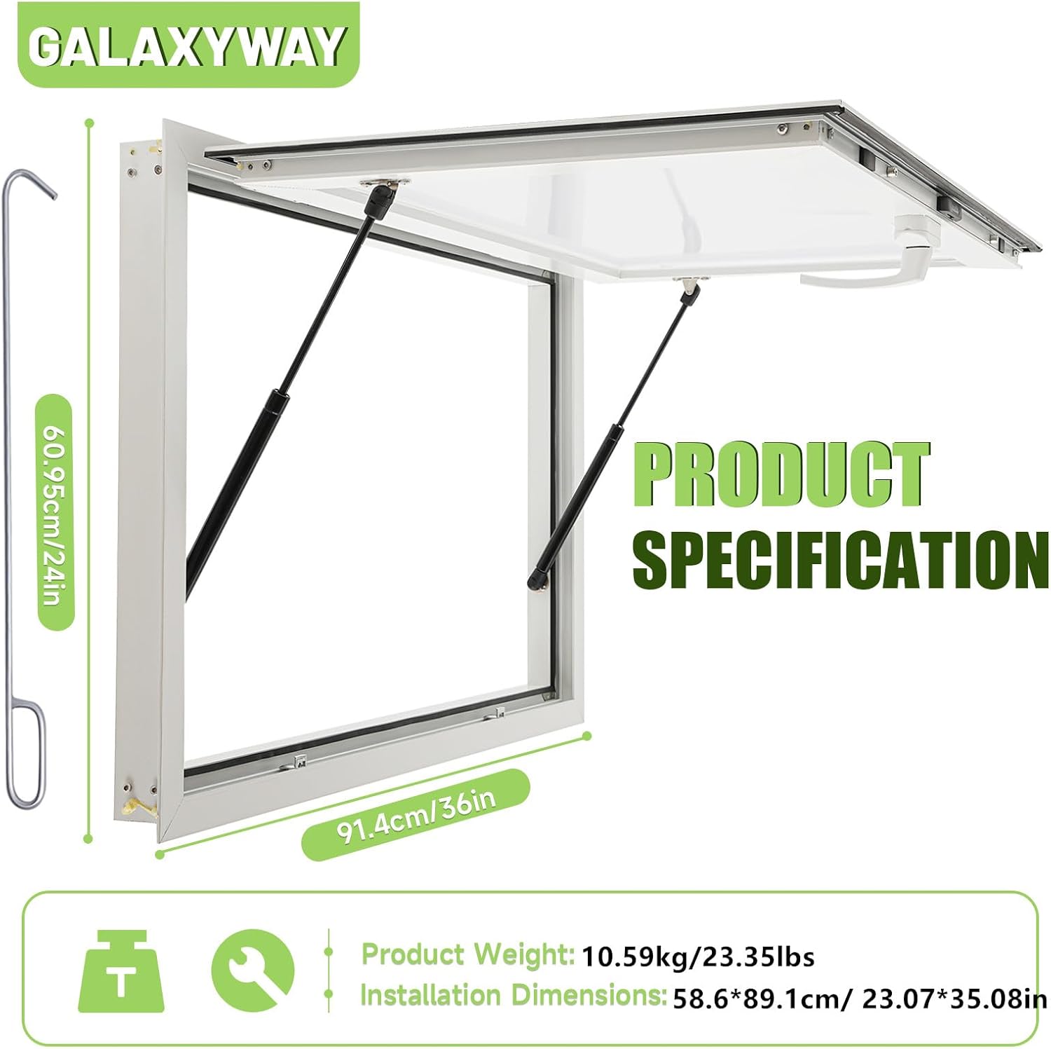 Concession Window, 36 x 24 inch Aluminum Alloy Food Truck Window Concession Stand Window Concession Awning Door Up to 80 Degrees Serving Window for Food Truck Concession Trailers