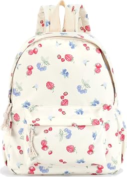 Coquette Strawberry Backpack Cute Aesthetic Fruit Preppy Backpack Nylon Strawberry Daypack Rucksack