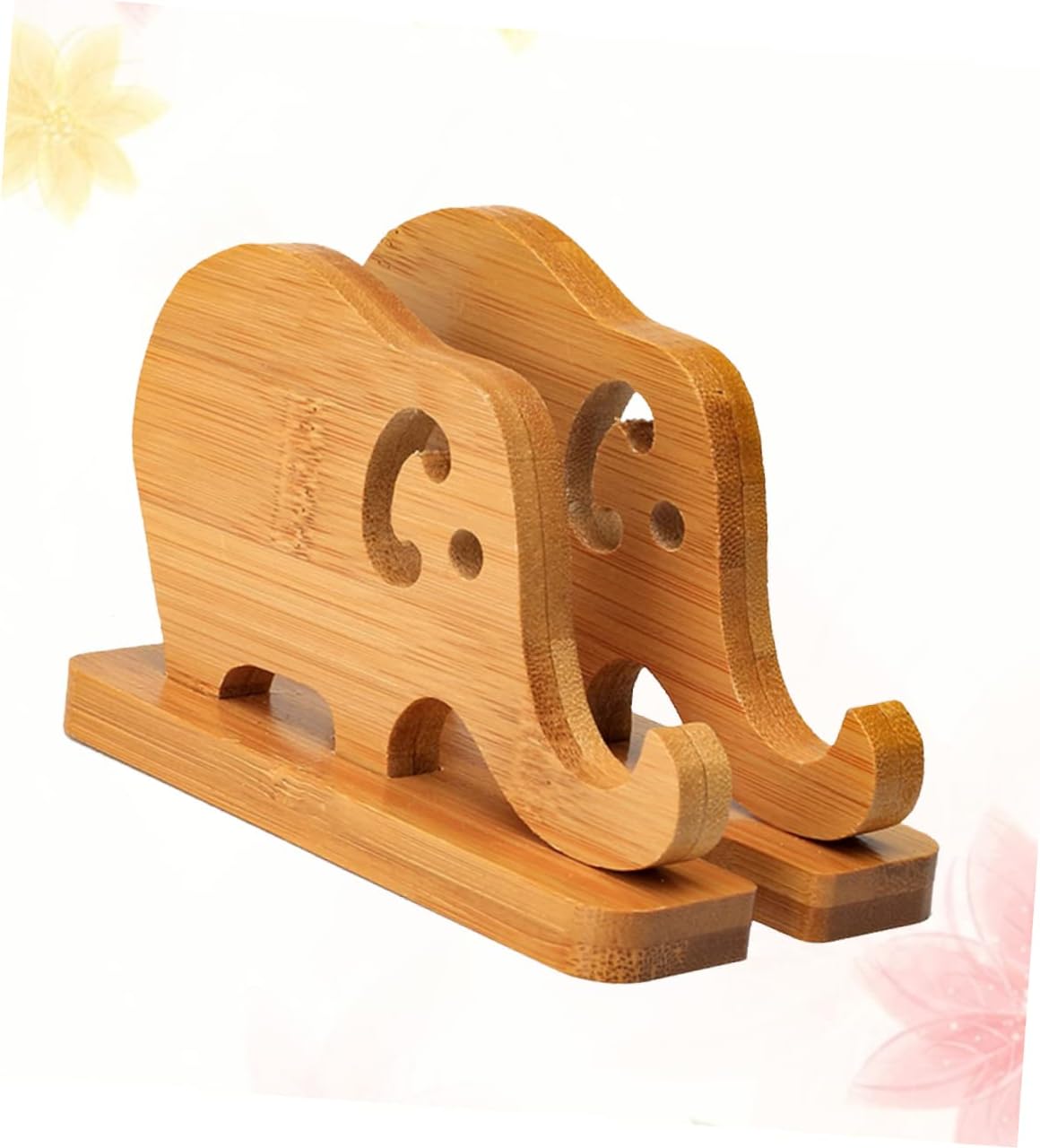 WOONEKY Sturdy Bamboo Phone Holder Elephant Design for Desk for Office Kitchen Nightstand