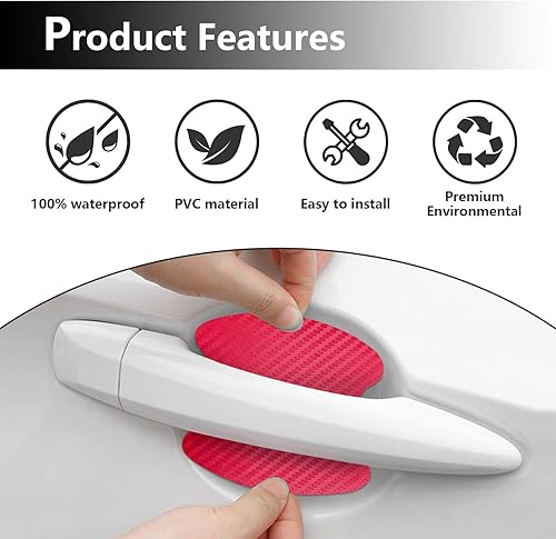 Miniatura 4 de Kewucn 4 calcomanías para manija de automóvil, películas protectoras de fibra de carbono para manija de puerta, protector antiarañazos para vasos,