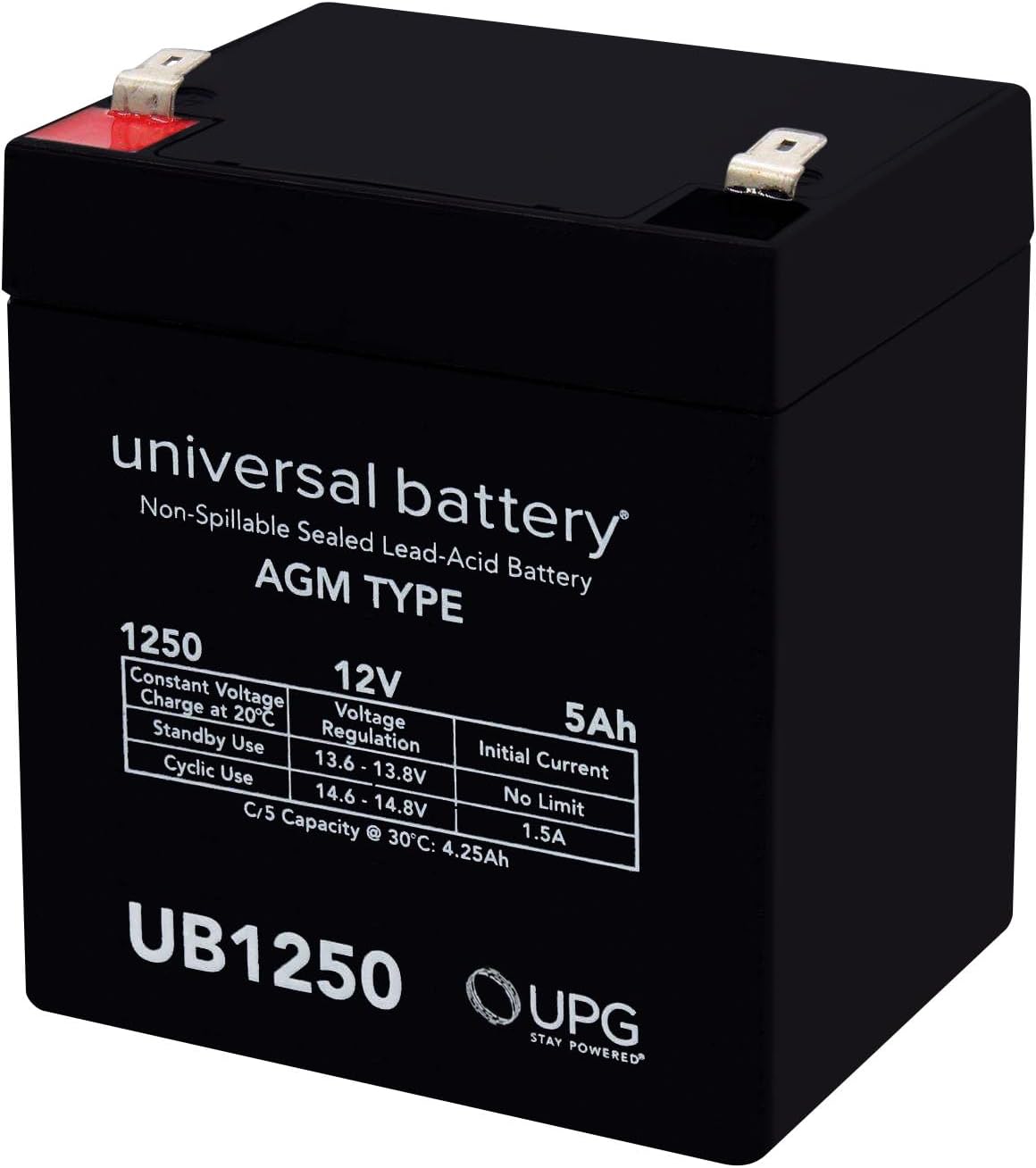 UPG Universal UB1250 D5741 SLA Battery 12V/ 5AH .187 Tt