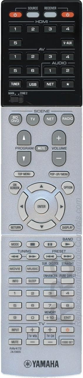 Yamaha RAV472 Audio/Video Receiver Remote Control for HTR-6065, RX-A720, RX-V673 (ZA23820)