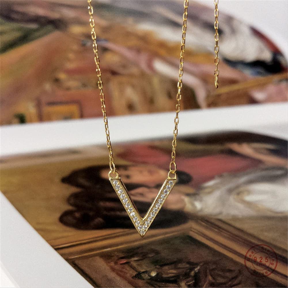Collar de Zafiro pavé con Forma v para Mujer, joyería de Bodas y Regalo de Amiga - China