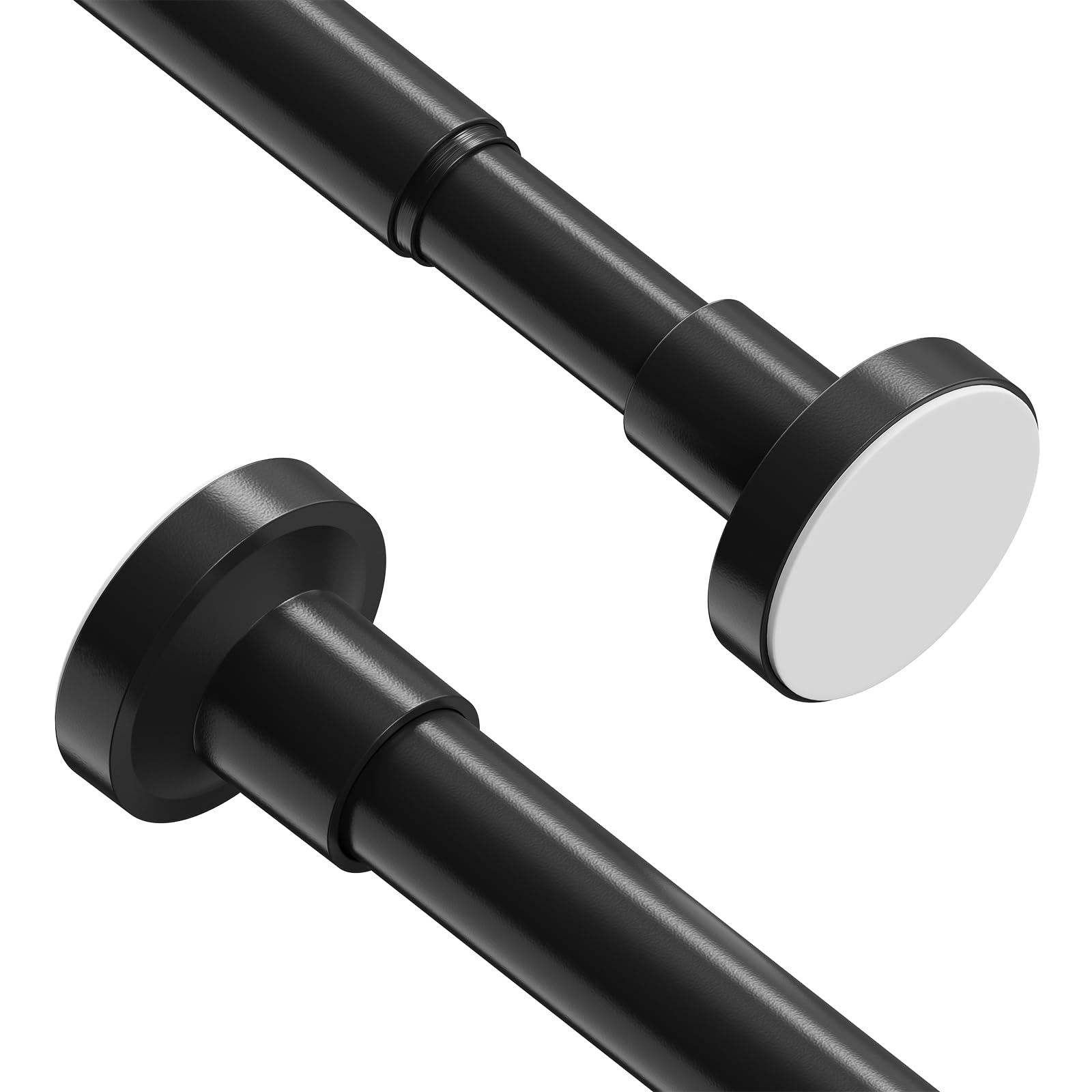 Weldun - 2 aste per tende estensibili a pressione, telescopiche, senza foratura, a molla regolabile, per finestre, doccia, bagno, camera da letto, colore: nero, 46-71 cm