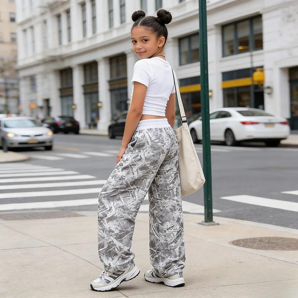 7-14 Years Girls Sizes 2 Piece Casual Set Ruched Short Sleeve Fitted Waist-Cinched Top & Wide Leg Pants