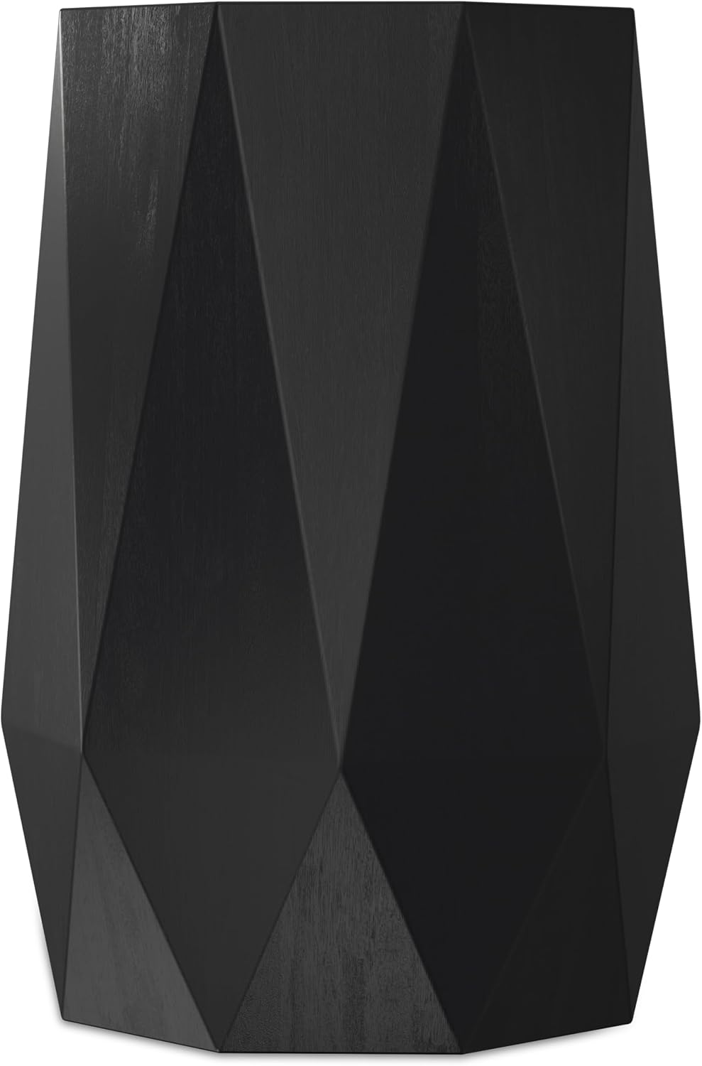 SIMPLIHOME Kurt End Table - 15 inch Wide Solid Acacia Wood Octagon Accent Table with Asymmetric Faceted Sides in Black, Contemporary Nightstand or Lamp Stand for Living Room or Bedroom, Assembled