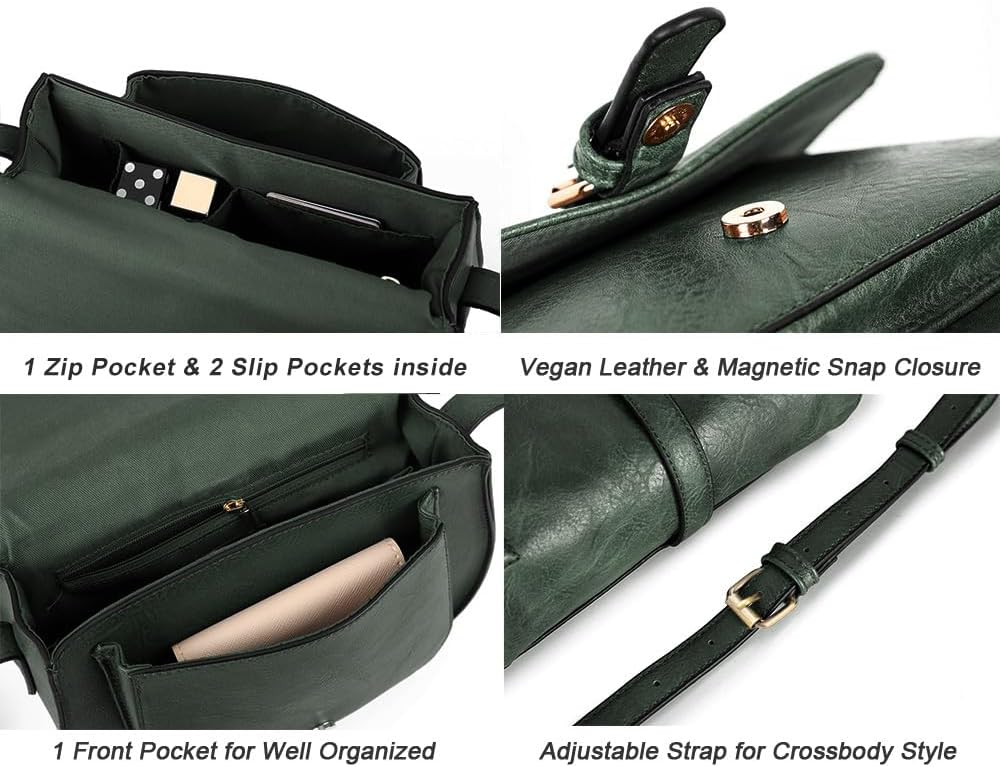 AFKOMST Crossbody Bags for Women,Small Saddle Purse and Boho Cross Body Handbags,Vegan Leather image 5