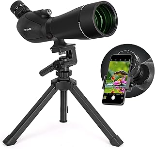 Gosky HD Spotting Scope 20-60x 80mm with Tripod and Smartphone Adapter, BAK 4 Prism Spotter Scopes for Bird Watching Target Shooting Hunting Wildlife Scenery