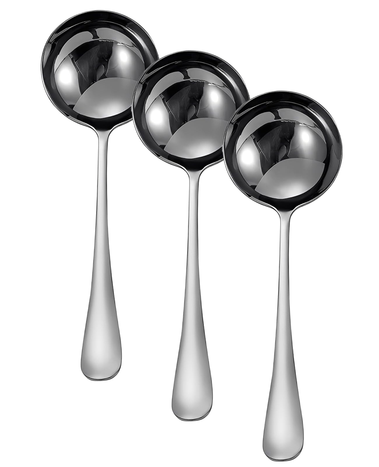 3 Stück Edelstahl Suppenschöpfer, 20 cm Silber Soßenkelle Servierlöffel für Brühe, Saucen und Servieren