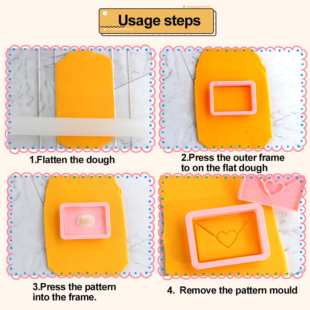 3pcs Mini Herz Ausstechformen Set Zitrone Umschlag Herz Ausstechformen für Kinder & Erwachsene Hochzeit Kunststoff 3D Ausstechformen Set Fondant Stempel Keksformen DIY Backwerkzeug