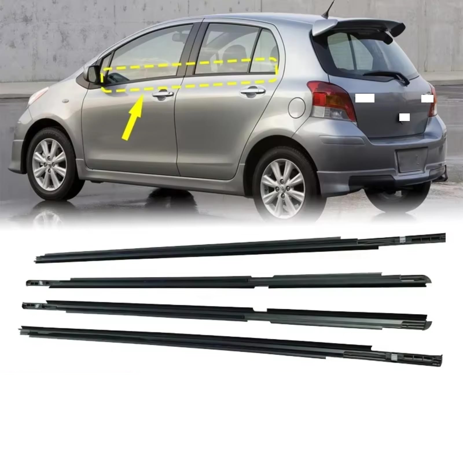 striscia tenuta finestrino auto Compatibile Con Toyota Per Yaris Hatchback 2006 2007 2008 2009 2010 2011 2012 2013 Guarnizione Tenuta Finestrini E Porte