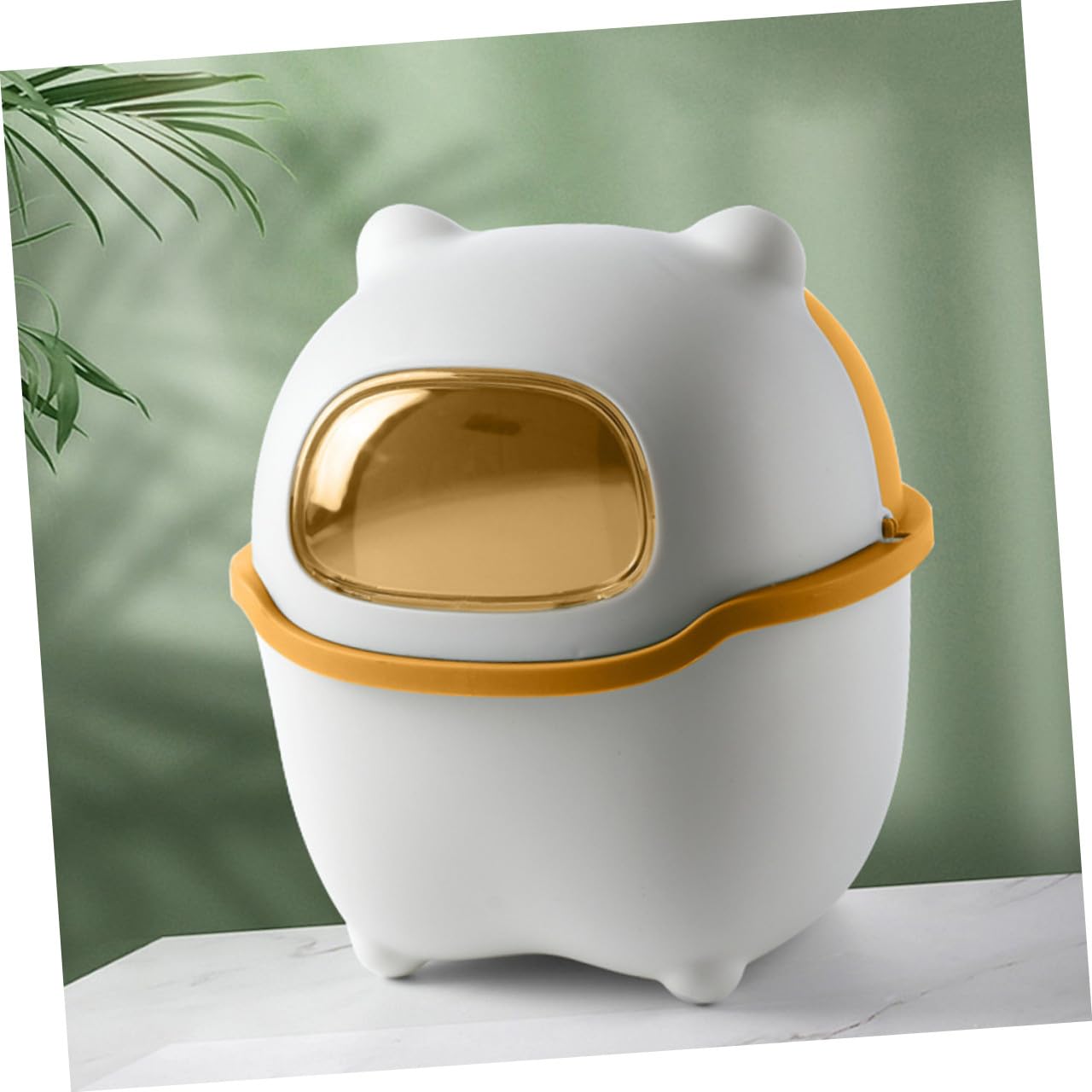 TOYANDONA Mini Desktop Trash Can with Lid, Cartoon Bear Tiny Garbage Bin, Portable Flip-top Wastebasket for Office and Home Use