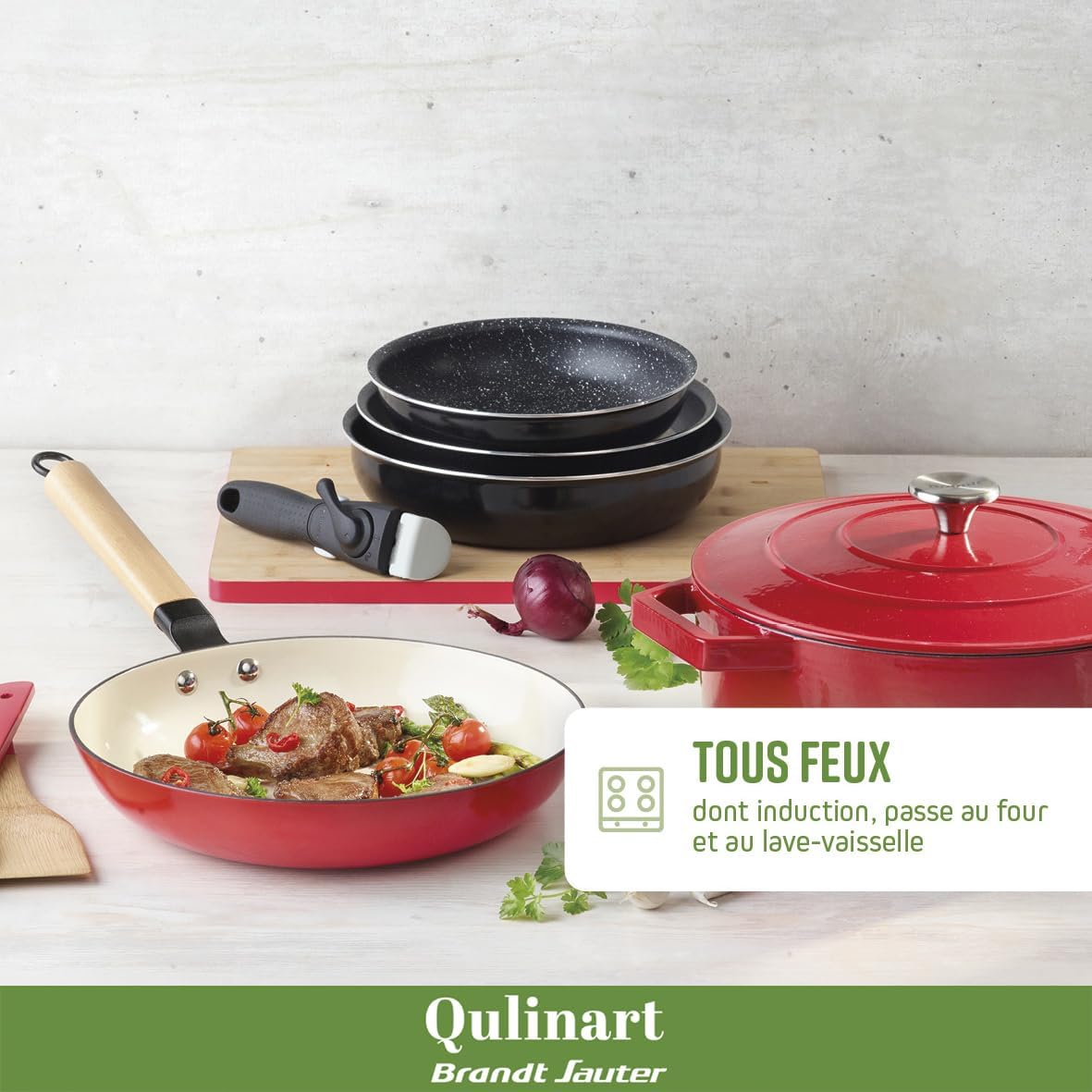 by Brandt 194-007 4-Piece Cookware Set Marble Grey Aluminium Diameter 16/18/20 cm