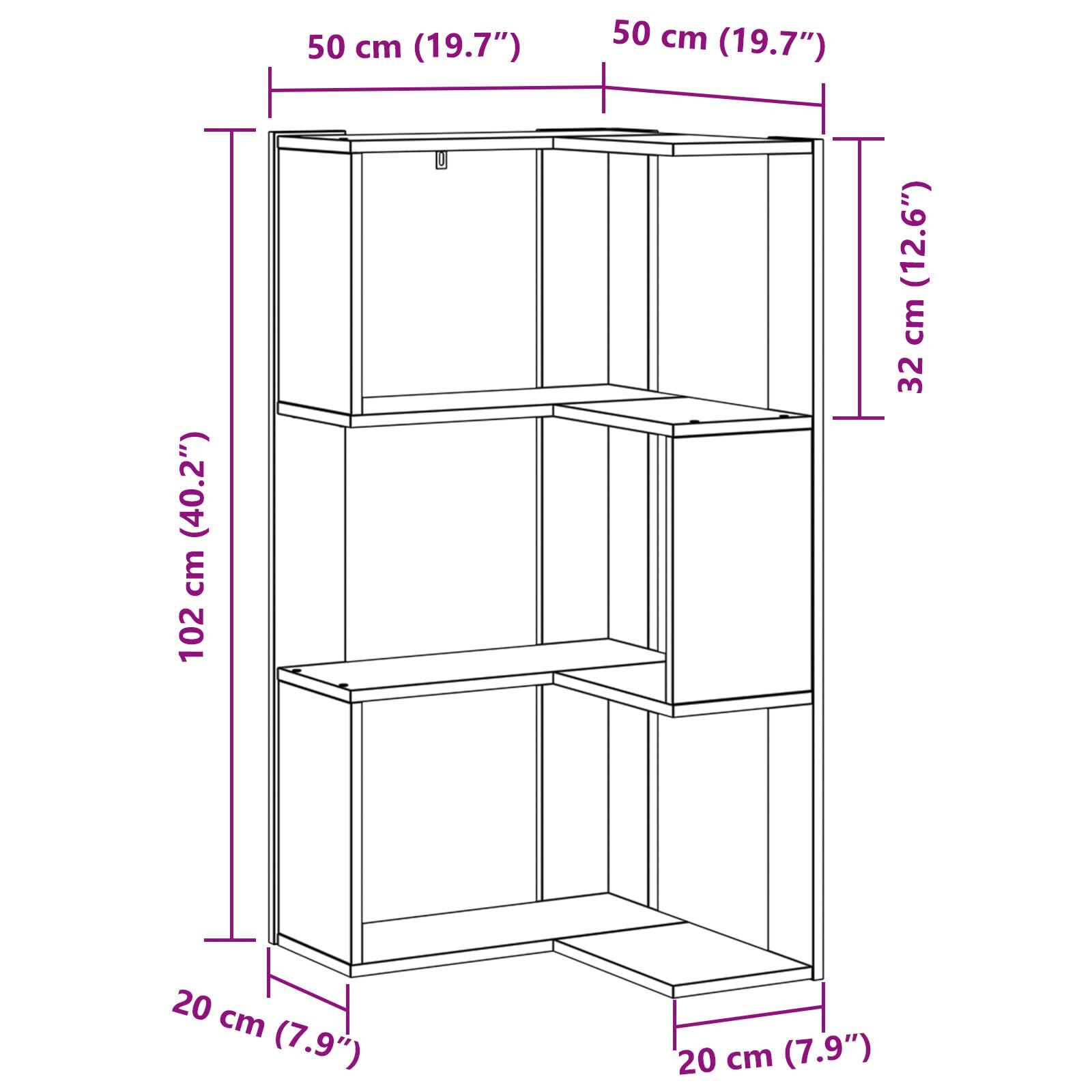 vidaXL Libreria Rovere Nero 50 x 50 x102 cm, Soluzione Moderna di stoccaggio, Ampio Libro, scaffale Funzionale, mensole Decorative per l'arredo di casa