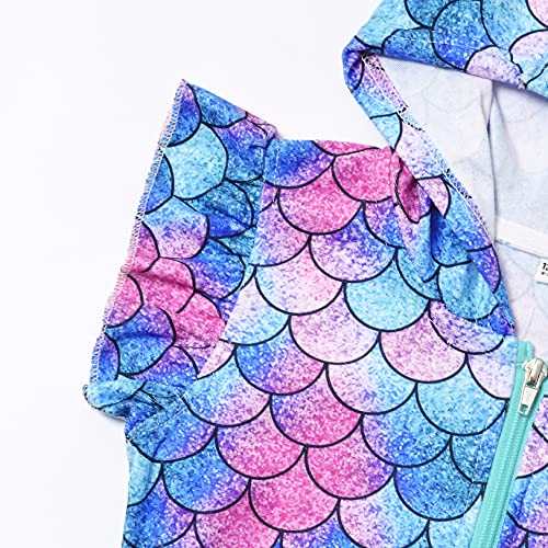 CHILDRENSTAR Girls Swim Coverups Terry Swimsuit Coverup Zip-Up Beach Flutter Sleeve Robe4