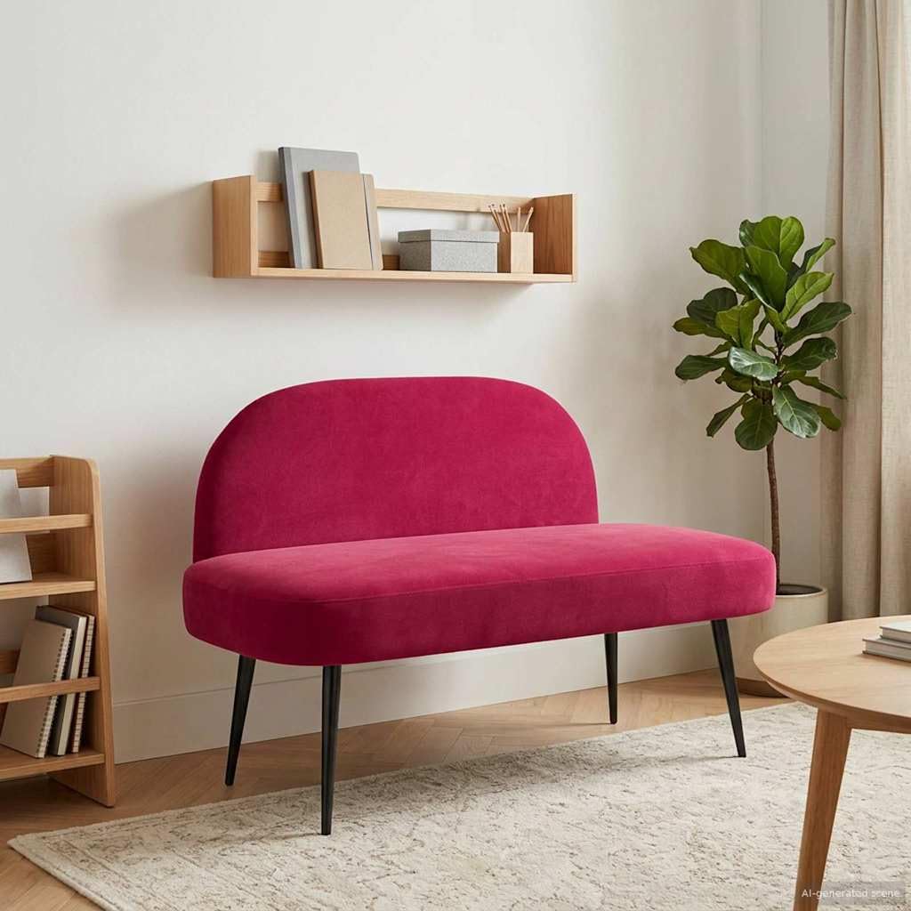Banc en velours avec dossier 110x60 cm d'une élégance moderne absolue