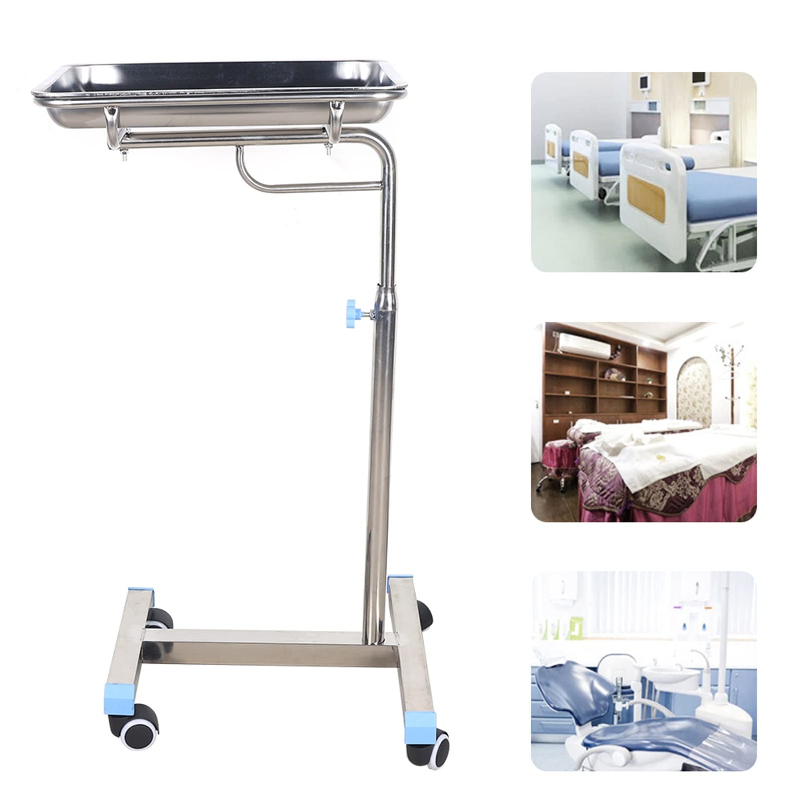 Carrello da servizio, in acciaio inox, portatile, carrello da laboratorio, carrello medico, con ruote universali