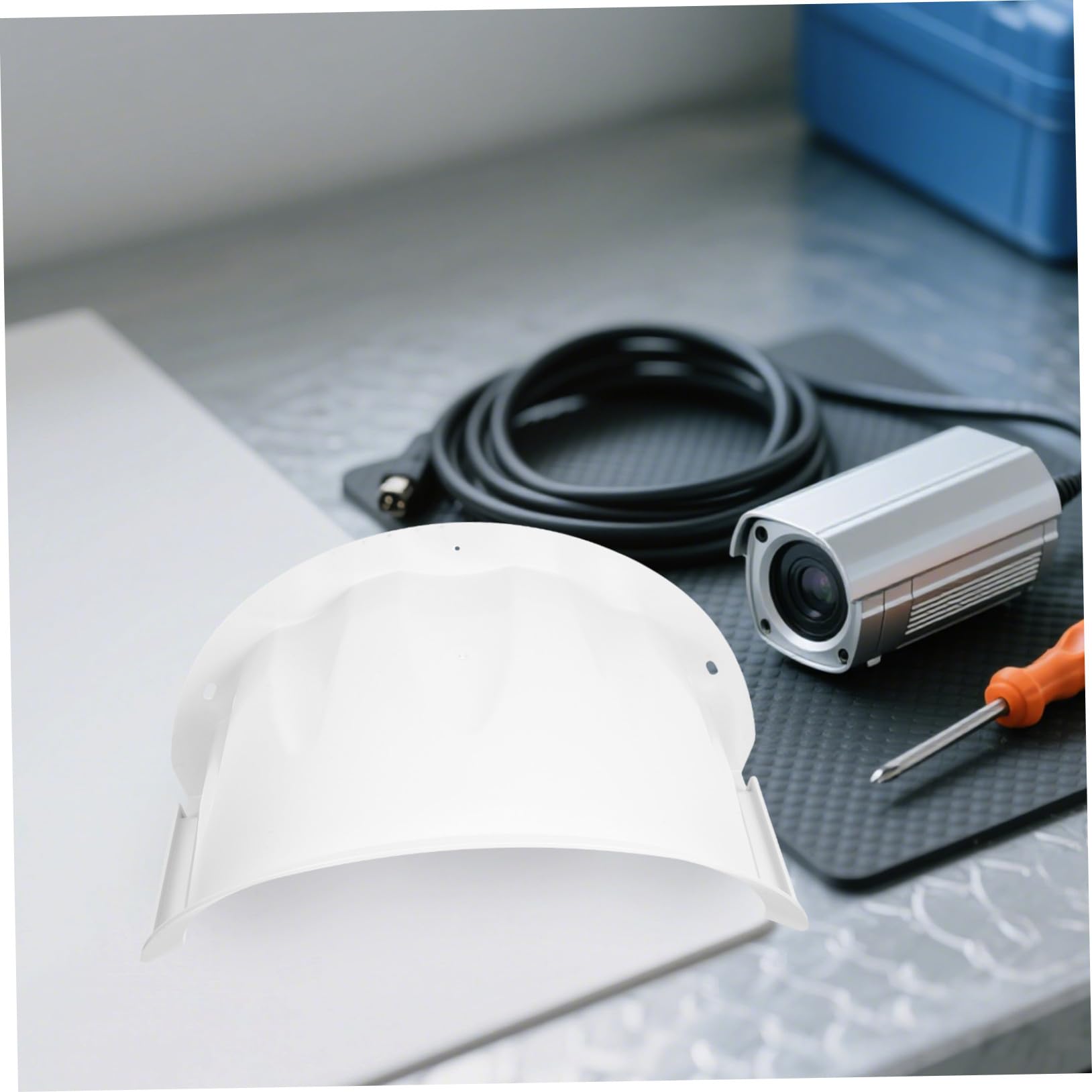 Boîtier de Protection pour Caméra Extérieure 4 Pièces PVC Demi-dôme Blanc