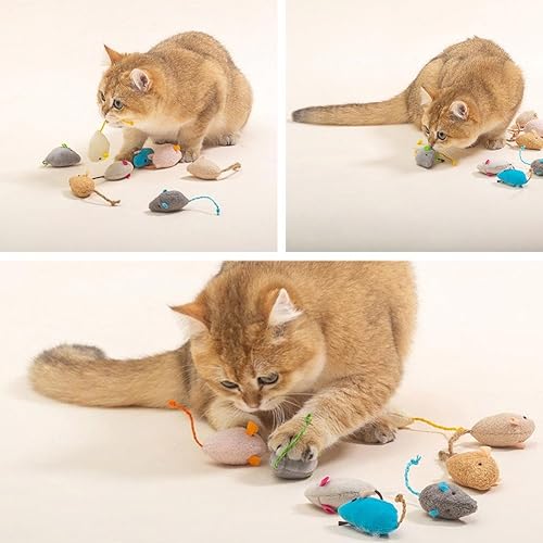 Miniatura 6 de Juguete interactivo para atrapar, muñeca de ratón de felpa simulada, ratón de felpa divertida, juguetes de juego de gatos de diseño realista,