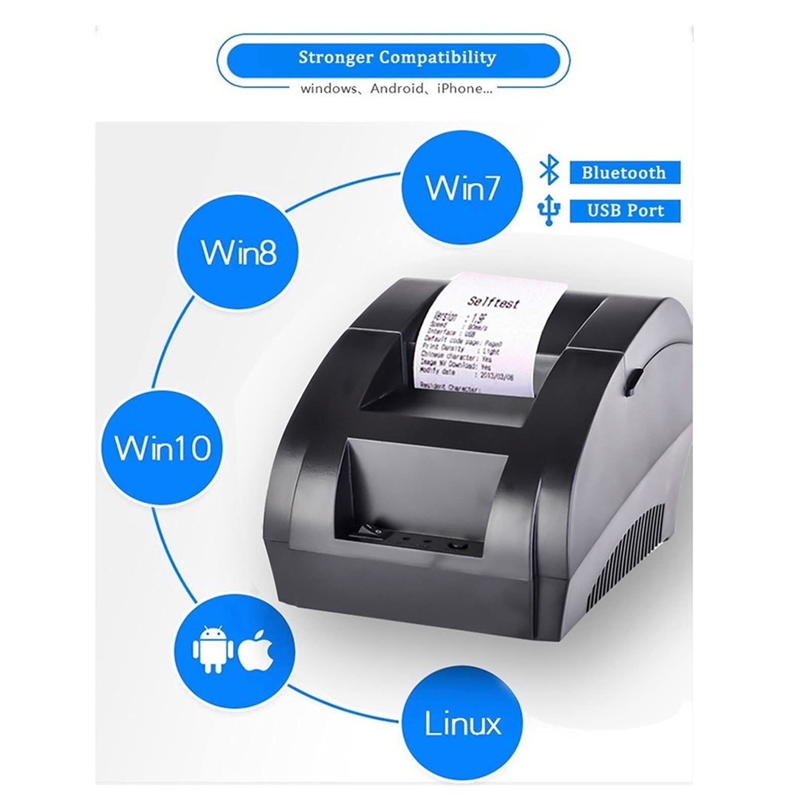 Producenci etykiet 58mm Bluetooth Drukarka termiczna Bezprzewodowa drukarka PUS do komputera komórkowego Windows Support Cash Cash Biurkowe termiczne drukarki etykiet (Size : 5805DD Portable)