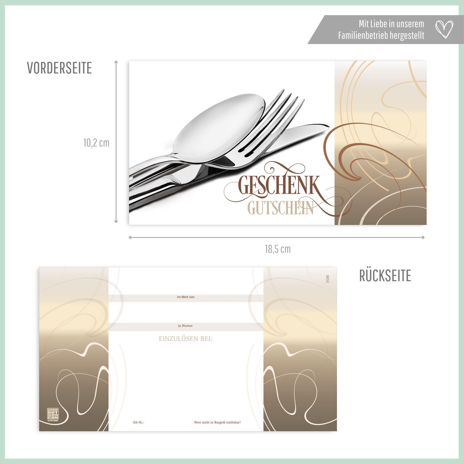 Gutschein-Set. 100x Gutschein + Kuvert. Für Restaurant Gasthaus Hotel. Blanko zum selber Ausfüllen.