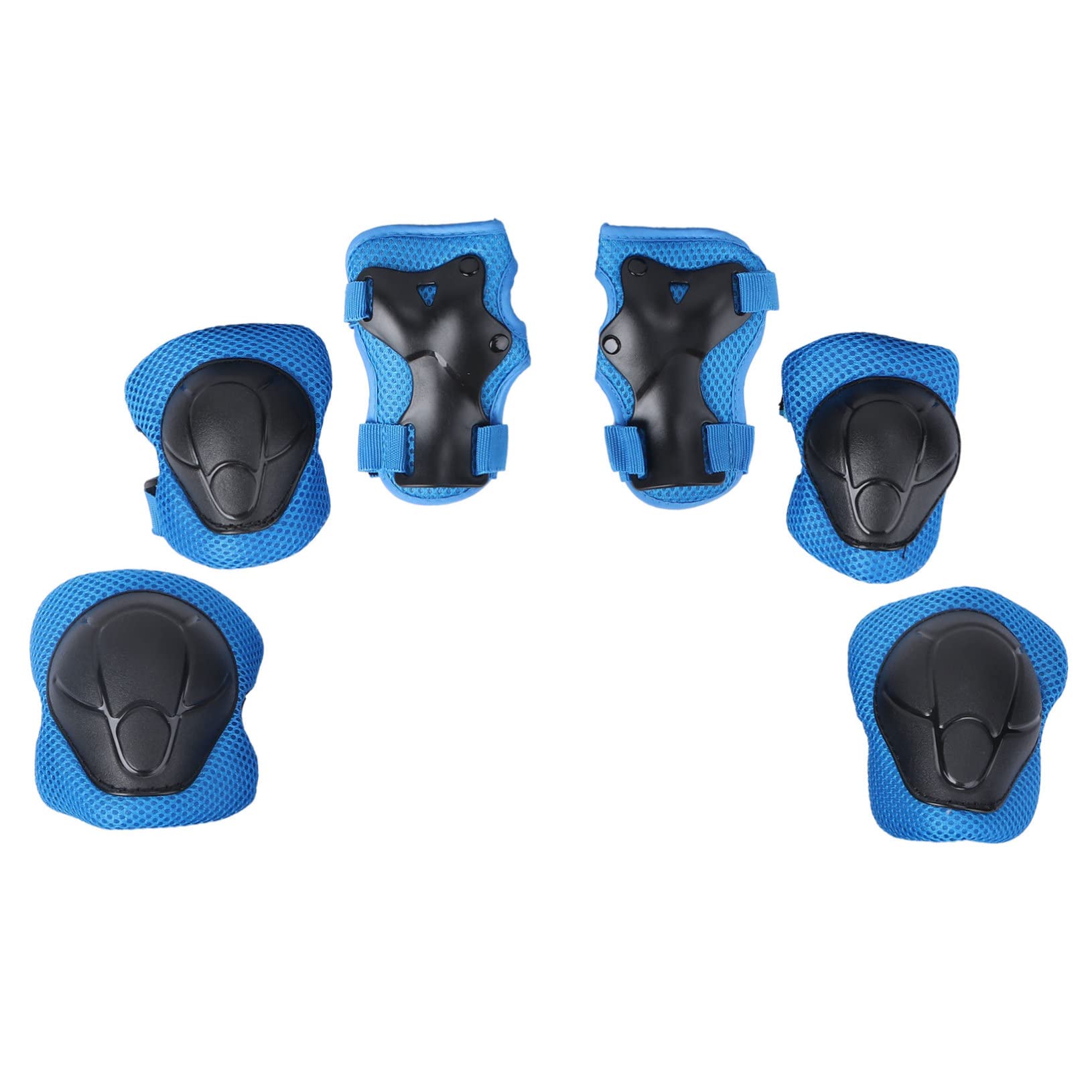 Outanaya 6 Piece Youth Skating Protective Set Elbow Wrist Knee Pads Adjustable Straps Ideal for Kids' Day Christmas Birthday
