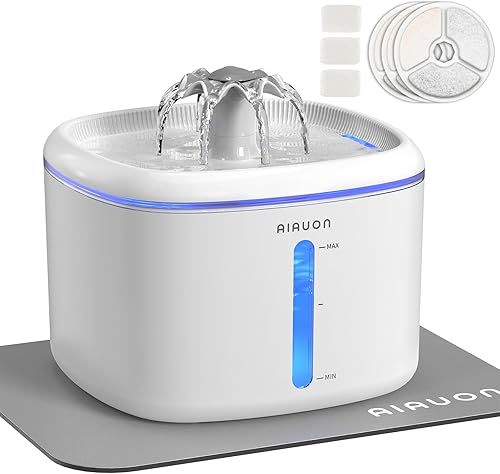 Miniatura 9 de Fuente de agua para gatos, fuente para gatos de 2.5 L84 onzas, dispensador automático ultrasilencioso de agua para mascotas mejorado con 3 filtros